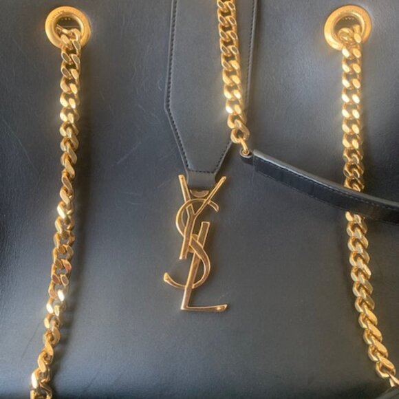 YSL Monogram Black Leather Shoulder Bag - Picture 4 of 4